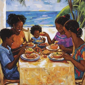 Family Dining by the Sea