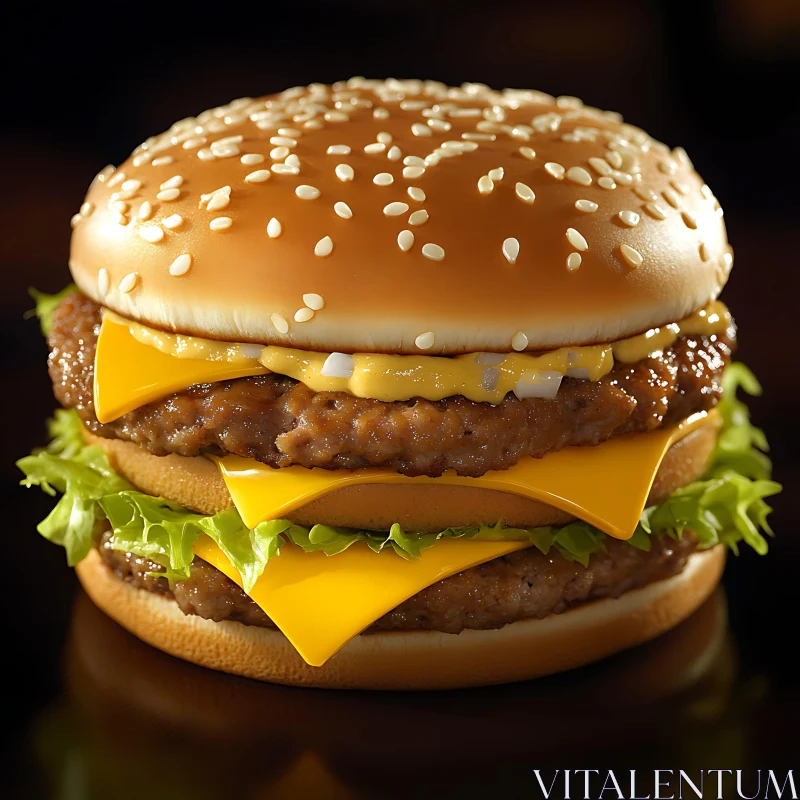 Mouthwatering Double Cheeseburger AI Image