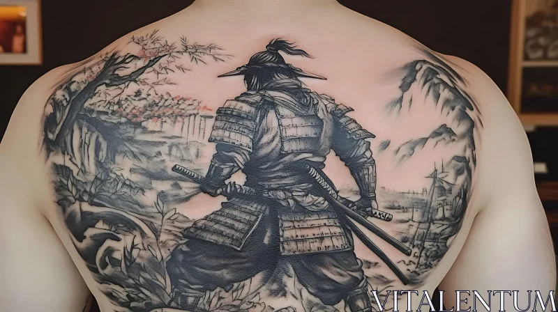 Samurai Tattoo on Back AI Image