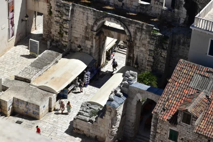 Ancient Archway and Market in Croatia