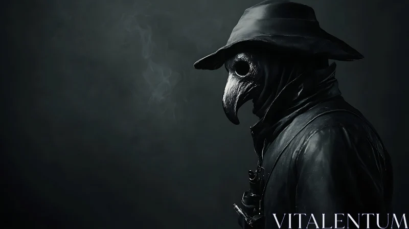 AI ART Mysterious Plague Doctor Figure in Dark Attire