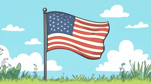 Patriotic Cartoon American Flag