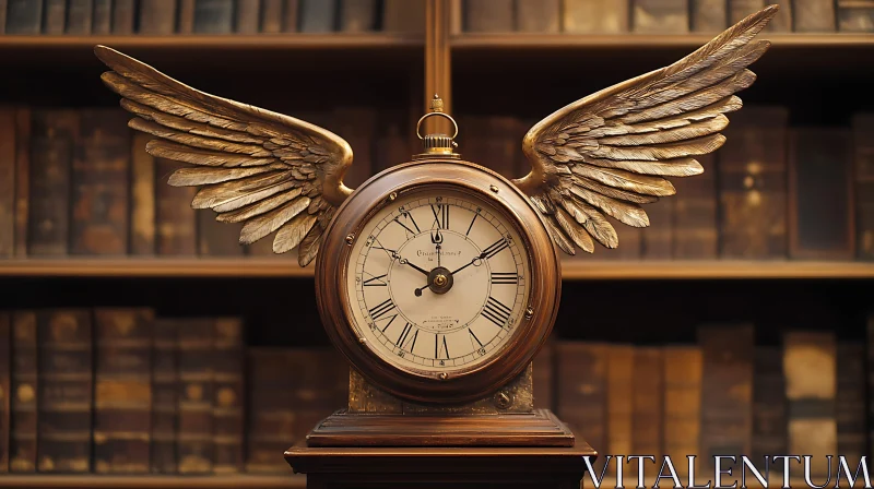 AI ART Time Flies Clock with Wings