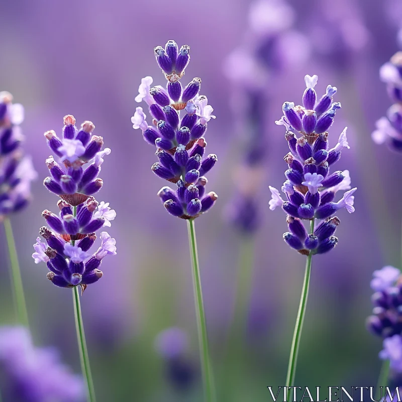 Detailed View of Blooming Lavender Blossoms AI Image