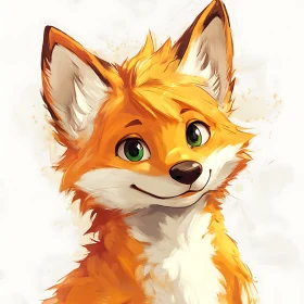 Cute Fox with Green Eyes Art