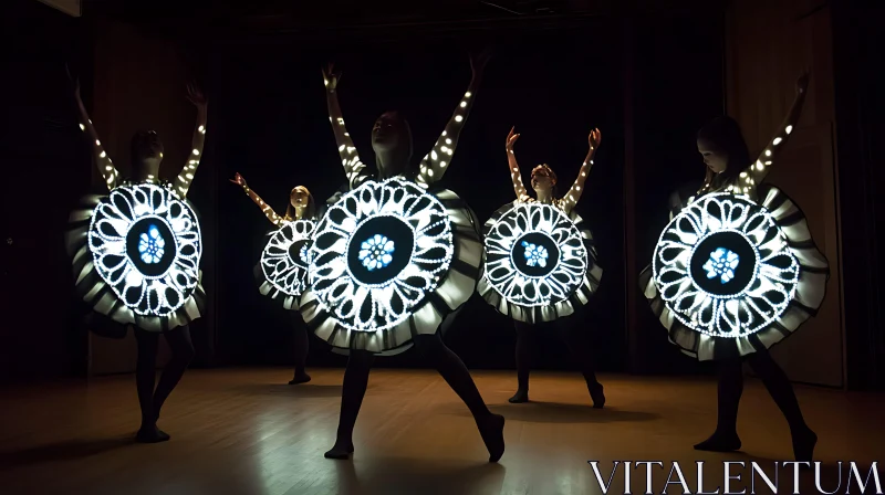 Dazzling Light-Up Costumes in Dance Show AI Image