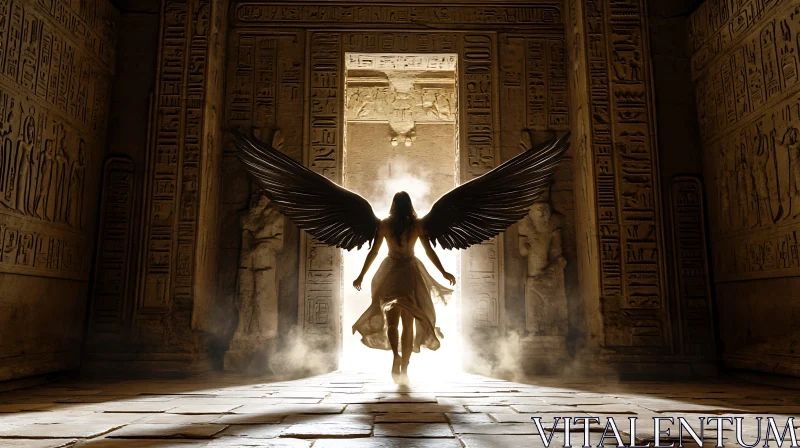 Angel in Egyptian Ruins AI Image