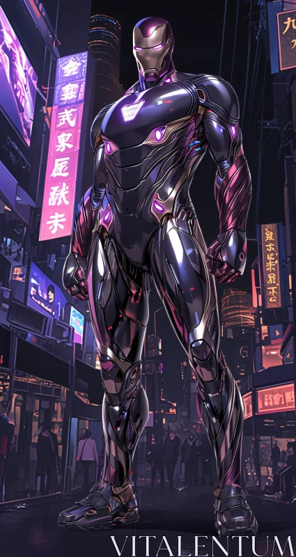 Cyberpunk City Robot AI Image