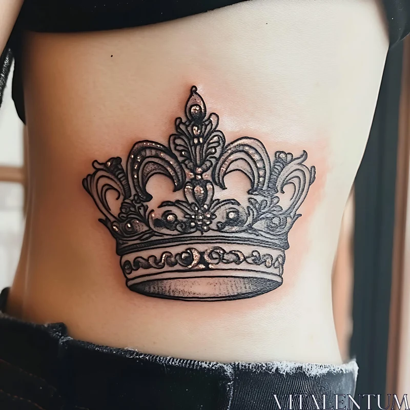 Detailed Crown Tattoo Design AI Image