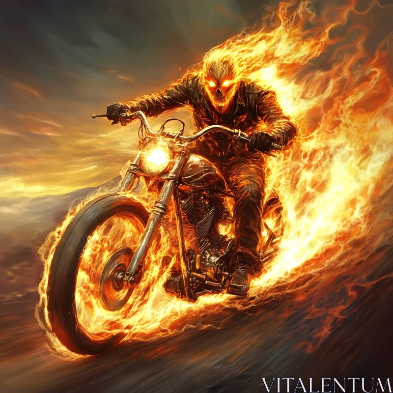 Burning Motorcycle Rider AI Image