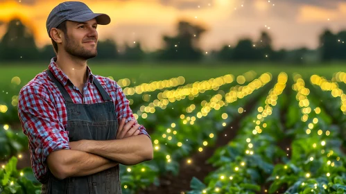 Agricultural worker at dusk