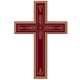 Ornate Christian Cross with Red and Gold