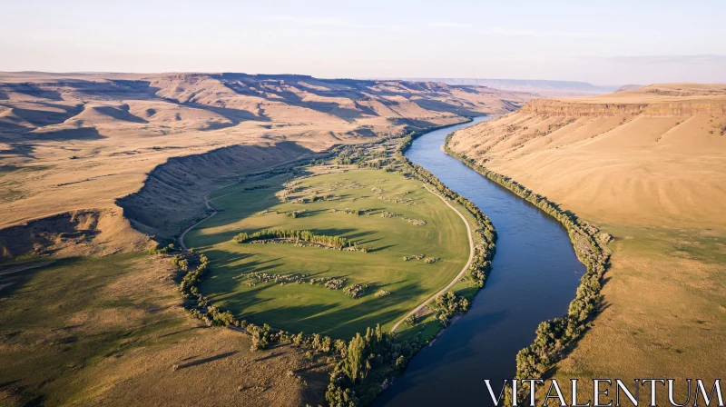 AI ART Lush River Valley Aerial Landscape