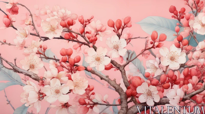 AI ART Cherry Blossom Still Life Art - Nature-Inspired Installations