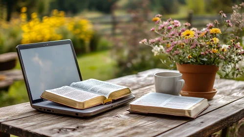 Aesthetic Still Life with Laptop and Book