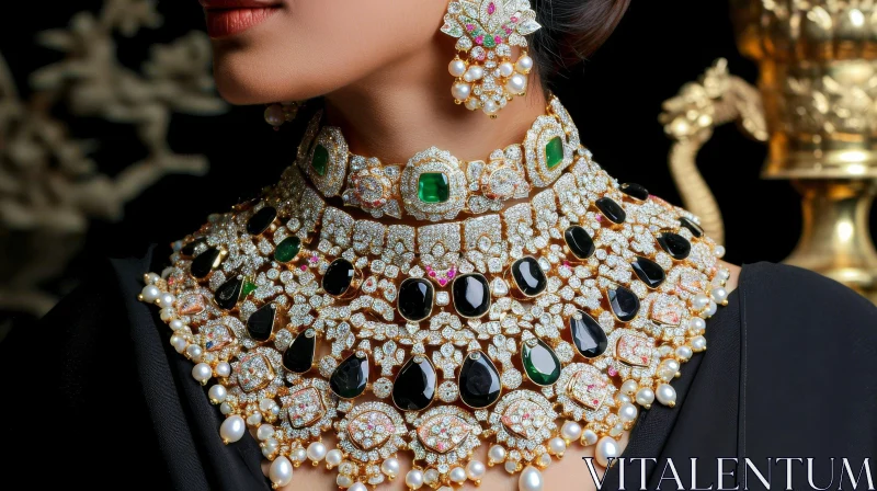 Exquisite Diamond Necklace: A Captivating Fashion Statement AI Image