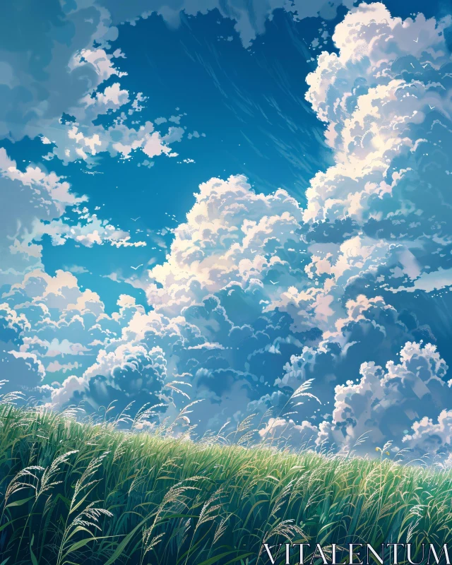 Peaceful Landscape with Clouds AI Image