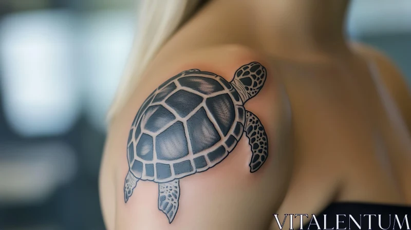 Realistic Turtle Shoulder Tattoo AI Image