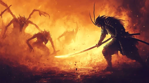 Fiery Confrontation: Samurai Versus Demons