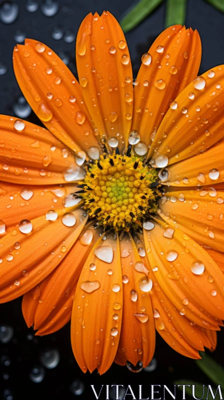 Symmetrical Orange Flower with Raindrops: A Contest Winning Image AI Image