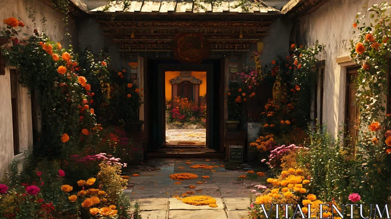 Secret Garden Courtyard View AI Image