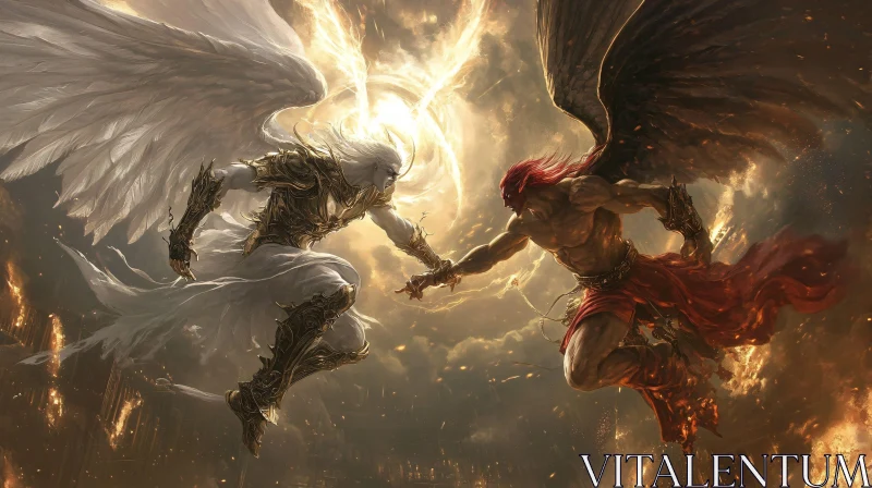 AI ART Clash of Titans: Angel and Demon