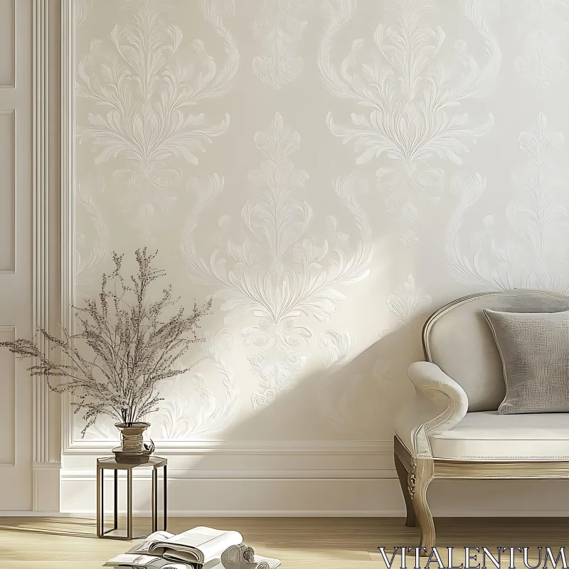 Classic Interior Design with Subtle Floral Accents AI Image