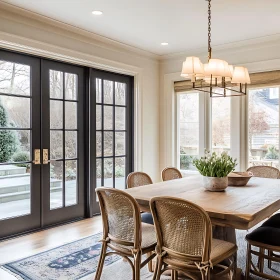 Sunlit Dining Area with Wooden Accents