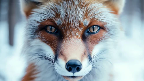 Captivating Fox Gaze in Snowy Landscape