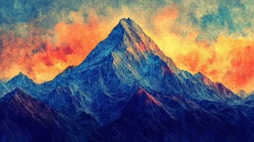 Abstract Mountain Sunset Art