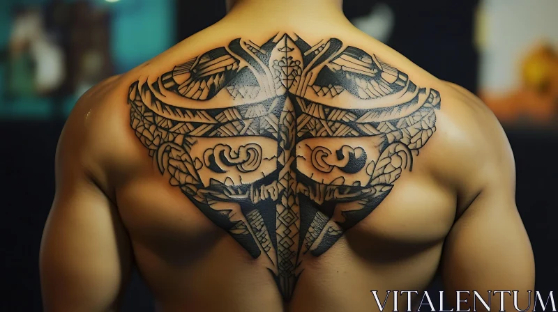 Geometric and Tribal Back Tattoo Art AI Image