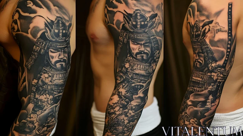 Detailed Samurai Arm Tattoo Design AI Image