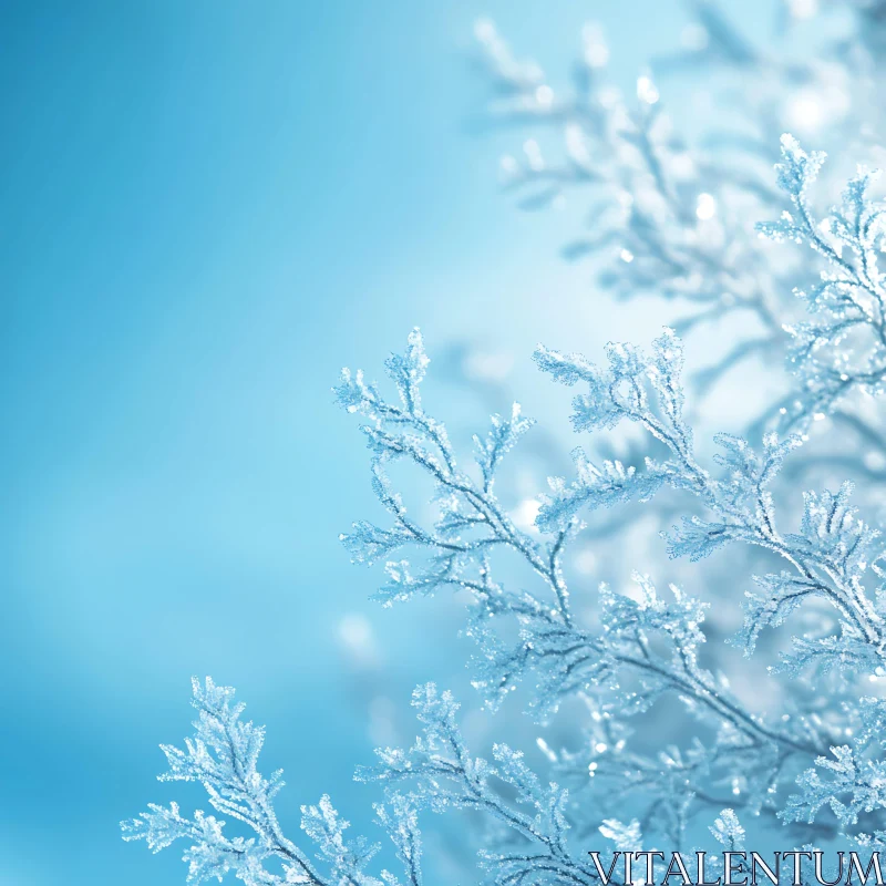 AI ART Close-Up of Frost Crystals on Branches