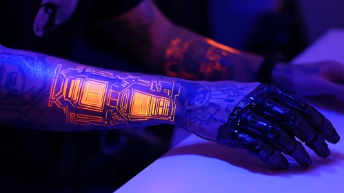 Ultraviolet Glow on Cyborg's Arm