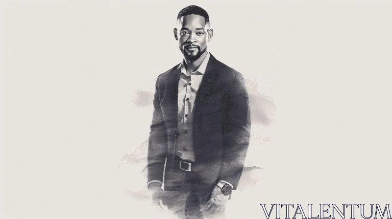 Elegant Monochrome Art of Will Smith AI Image