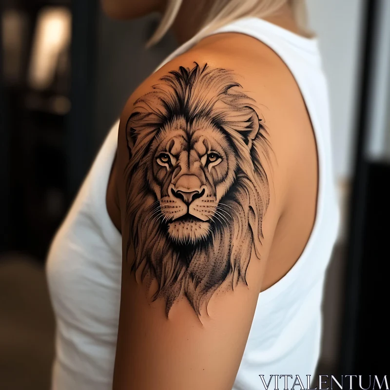 AI ART Lion Tattoo Design on Arm