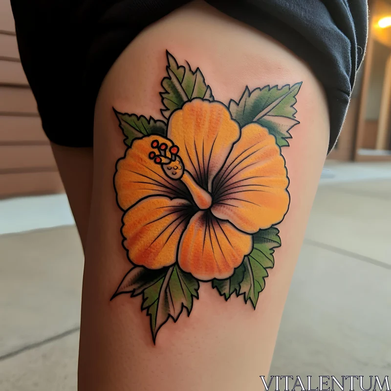 Detailed Floral Tattoo on Skin AI Image