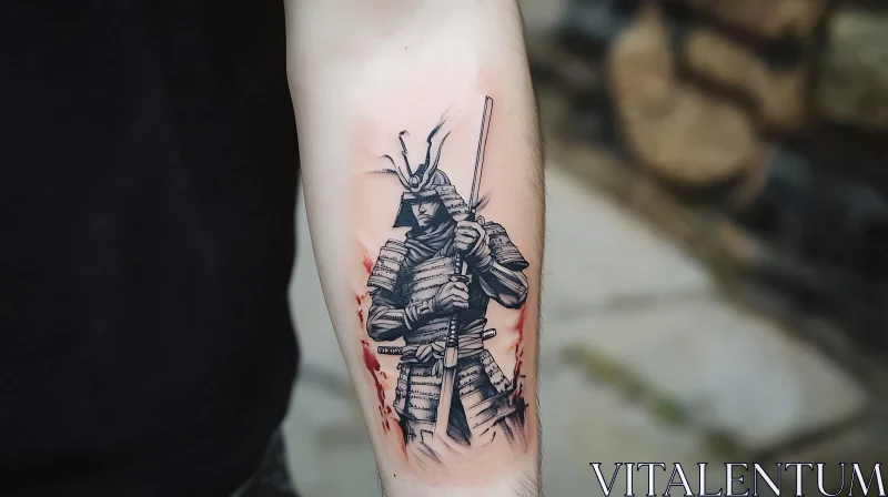 Detailed Samurai Tattoo Design AI Image