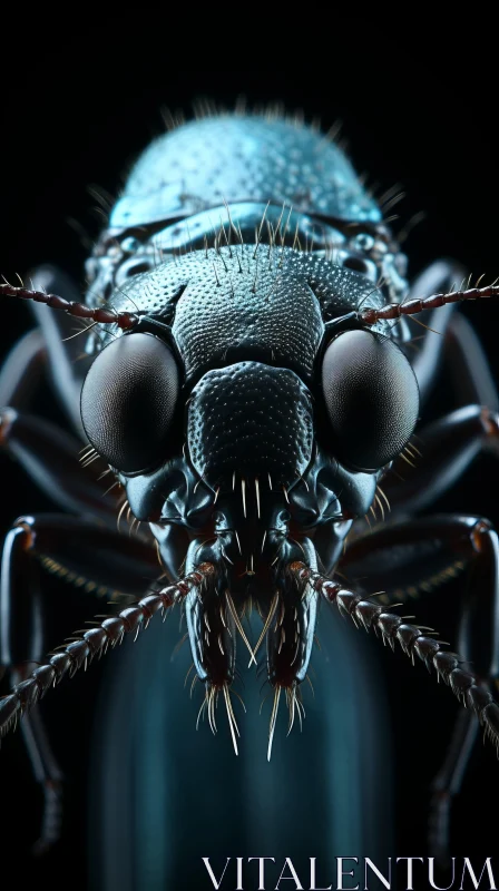 Blue Metallic Insect: A Masterful Cinema4D Rendering AI Image