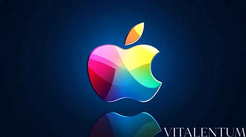 Colorful Apple Logo with Reflection AI Image