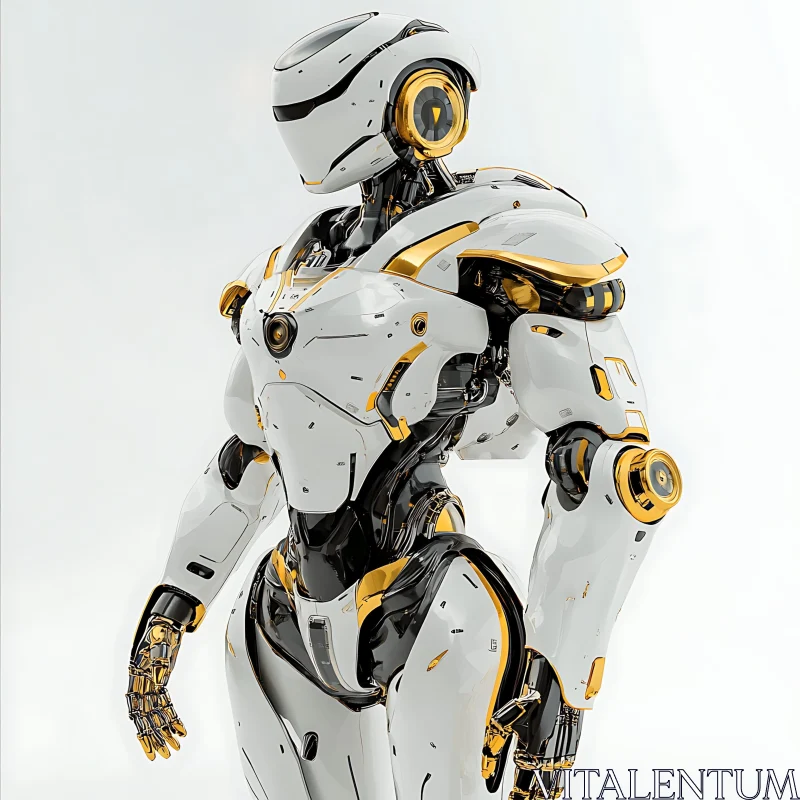 Elegant White and Gold Robotic Technology AI Image