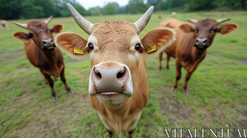 Cows Grazing in a Meadow AI Image