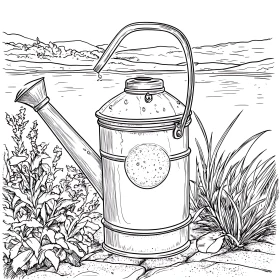 Vintage Watering Can Scene