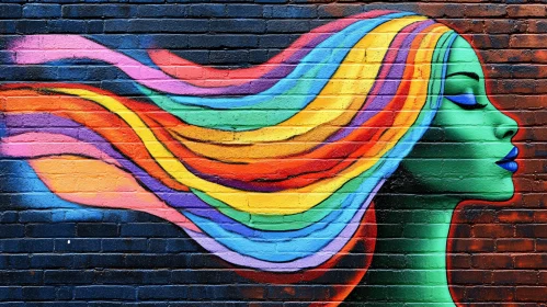 Colorful Portrait on Brick Wall