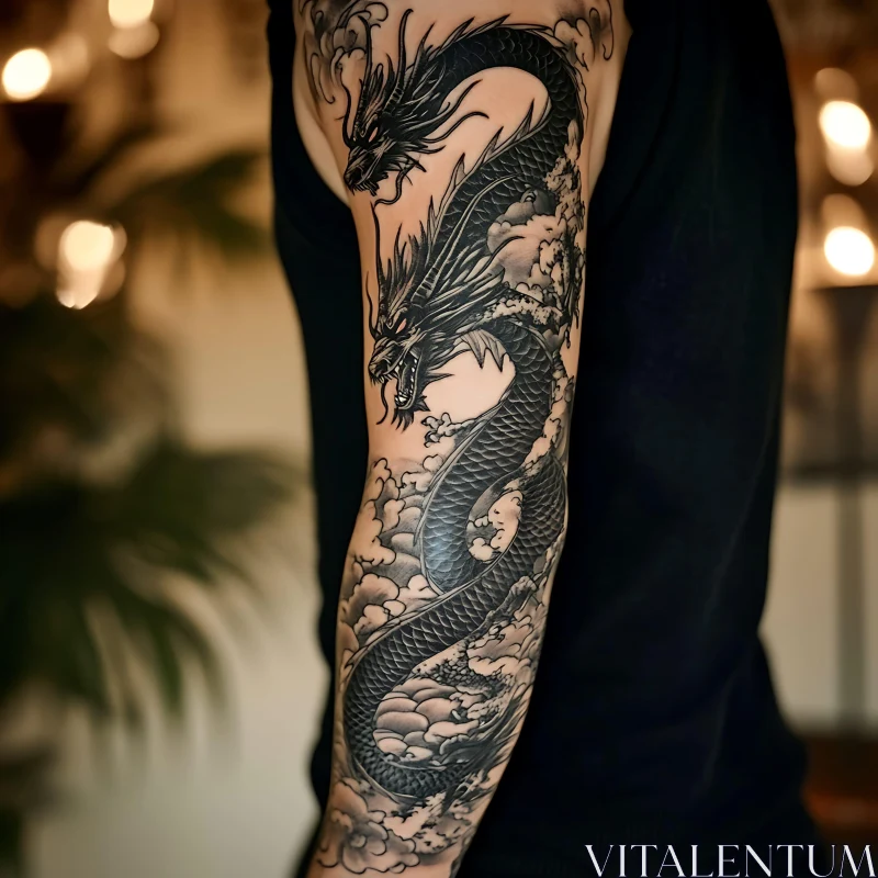 Mythical Dragon Tattoo on Arm AI Image