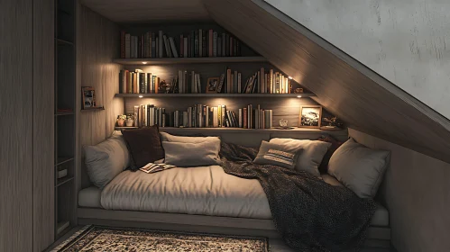 Attic Reading Nook with Bookshelves