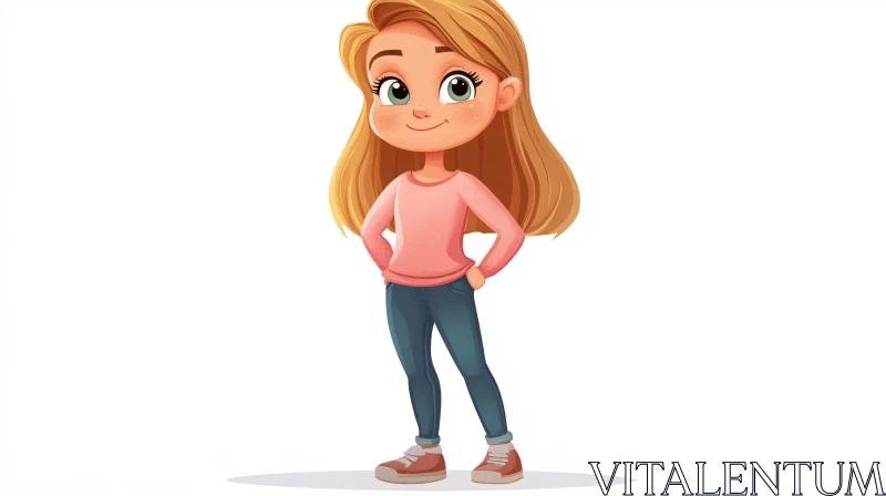 Blonde Girl Cartoon Character AI Image