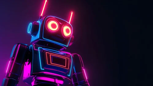 Cybernetic Glow: A Neon Robot Portrait