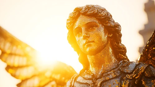 Golden Angel Statue in Sunlight