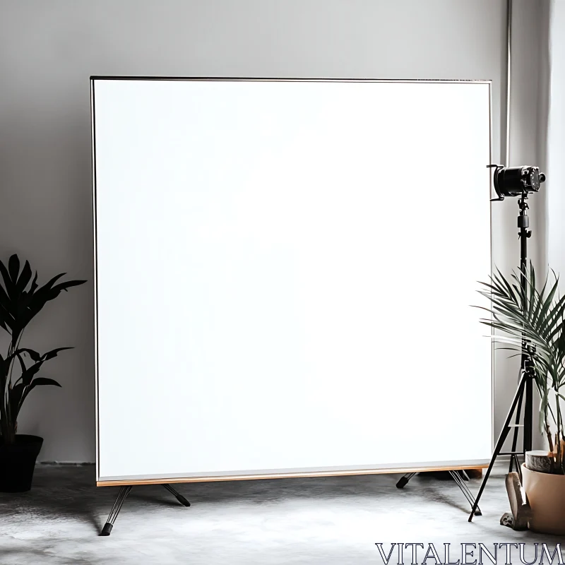 AI ART Minimalist Studio Setup with Plants